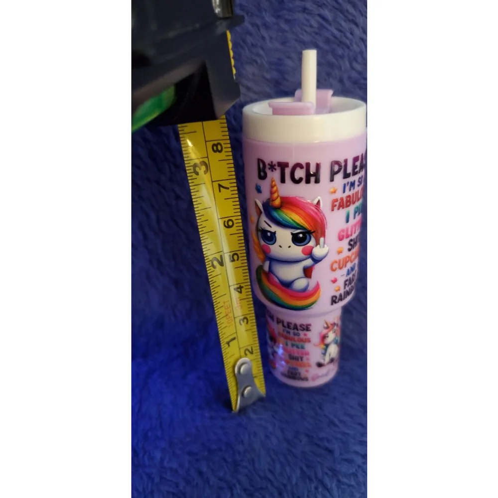 Purple White Unicorn Mini tumbler Keychain
